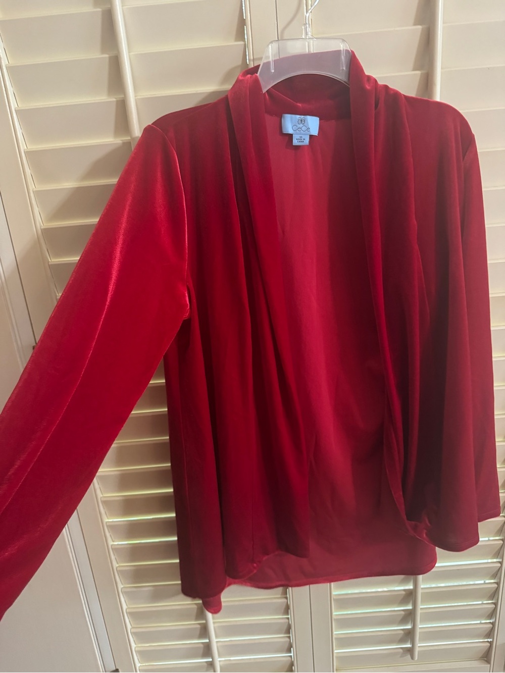 CeCe Vibrant Red Velvet Open Front